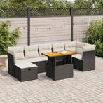 vidaXL 8-delige Loungeset met kussens poly rattan acacia, Verzenden, Nieuw, Rotan, Loungeset