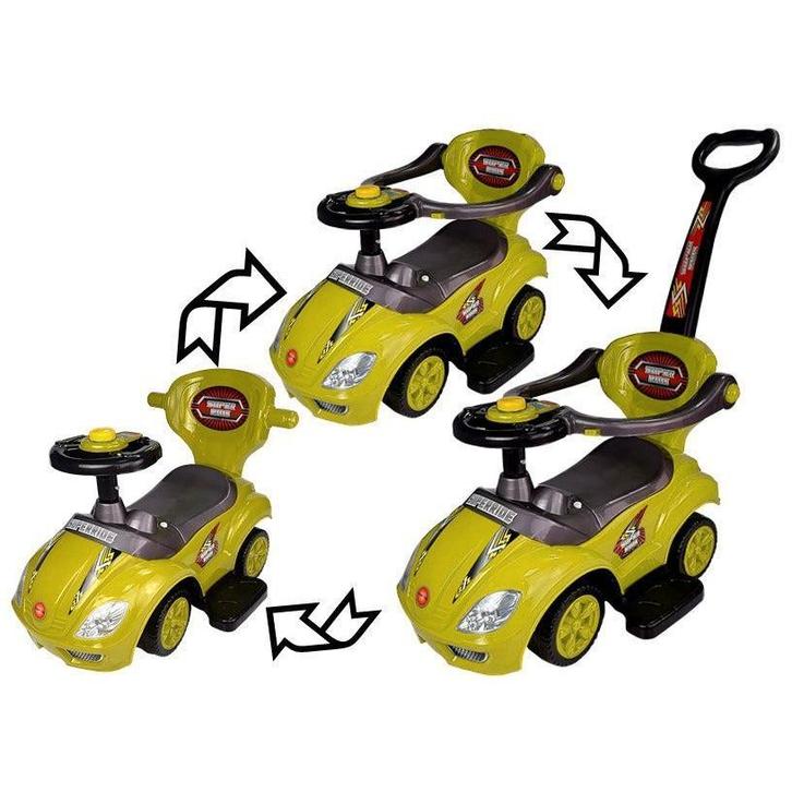 Mega Car 3 in 1 loopauto met duwstang - Groeit mee met je, Kinderen en Baby's, Speelgoed | Buiten | Voertuigen en Loopfietsen