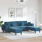 vidaXL Velours Bank met kussen 3 pcs Blauw 208 cm Fluweel, Huis en Inrichting, Banken | Bankstellen, Verzenden, Nieuw, Stof, 150 tot 200 cm