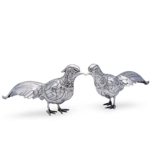 sculptuur, Faisanes - 23.5 cm - .925 zilver, Antiek en Kunst, Antiek | Goud en Zilver