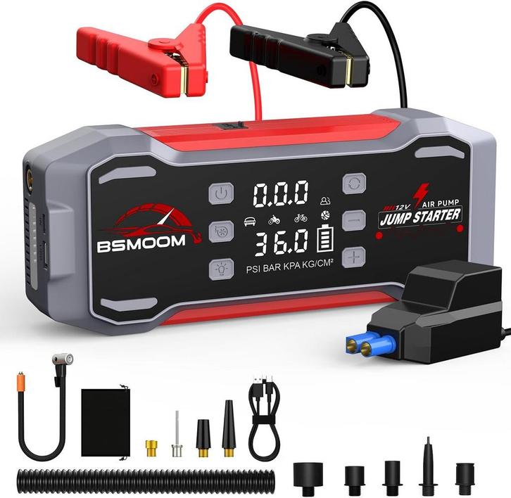 BSMOOM 14-in-1 8000 A starthulp powerbank voor autos met co, Huis en Inrichting, Woonaccessoires | Overige, Zo goed als nieuw