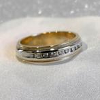 18 Krt. Bicolor gouden rijring met diamant; Novell | 0,10..., Sieraden, Tassen en Uiterlijk, Ringen, Gebruikt, Overige kleuren