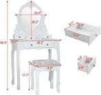 Stijlvolle witte kaptafel met hartspiegel & krukje - 4 la..., Huis en Inrichting, Ophalen of Verzenden, Nieuw