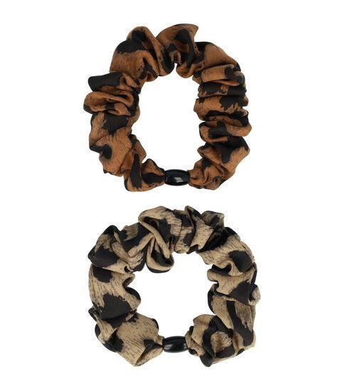 Scrunchie Hair Tie Panter Print Duo Bruin, Sieraden, Tassen en Uiterlijk, Uiterlijk | Haarverzorging, Verzenden