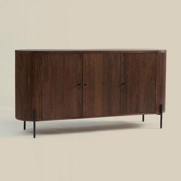 *WOONWINKEL* Ovaal Dressoir Hout Met Ribbels beschikbaar voor biedingen