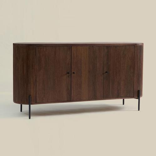 *WOONWINKEL* Ovaal Dressoir Hout Met Ribbels, Huis en Inrichting, Kasten | Dressoirs, Nieuw, Verzenden