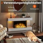 COSTWAY Elektrische open haard met verwarming en led-zijlich, Huis en Inrichting, Verzenden, Zo goed als nieuw