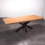Boomstamtafel, Eettafel 240x97 massief hardhout, metaalpoot, Overige houtsoorten, Robuust Modern, Vijf personen of meer, Rechthoekig