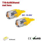 2x -T10 led lamp  met 6 x 5630smd  Oranje 10 tot 36Volt, Verzenden, Nieuw