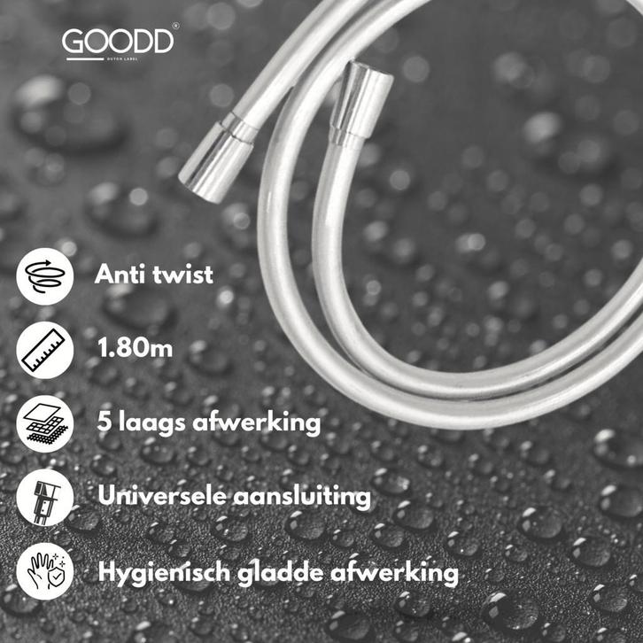 Nieuw Doucheslang Gladde afwerking chroom zilver Antitwist, Doe-het-zelf en Verbouw, Sanitair, Douche, Nieuw, Chroom, Ophalen of Verzenden