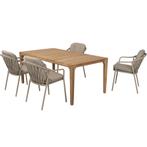 Manitoba Liam dining tuinset 180x100xH75 cm 5 delig teak, Ophalen of Verzenden, Nieuw