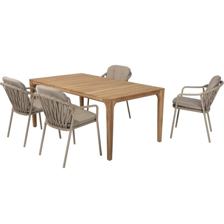 Manitoba Liam dining tuinset 180x100xH75 cm 5 delig teak, Tuin en Terras, Tuinsets en Loungesets, Nieuw, Ophalen of Verzenden