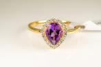 Ring - 14 karaat Geel goud Amethist - Diamant, Nieuw