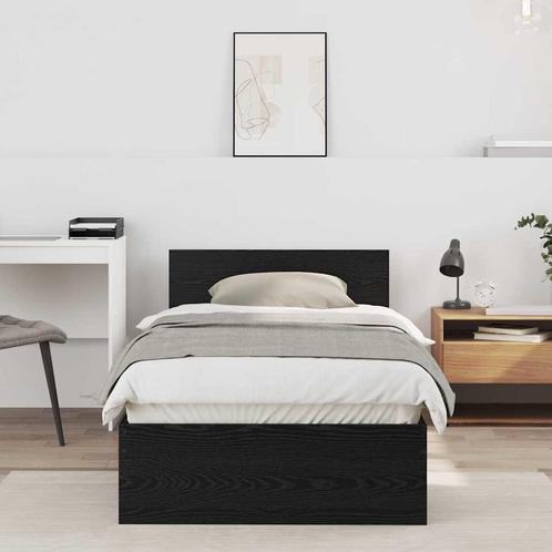 vidaXL Bedframe met hoofdeinde Zwart eiken 75 x 190 cm, Huis en Inrichting, Slaapkamer | Bedden, Zwart, Nieuw, Hout, Verzenden