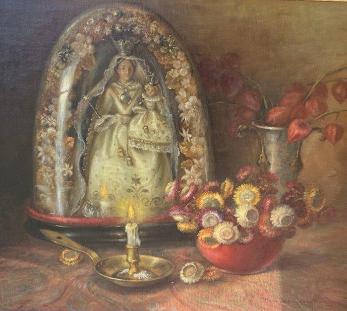 Achiel Lombaert (1911-1990) - Religieus Bloemstilleven, Antiek en Kunst, Kunst | Schilderijen | Klassiek