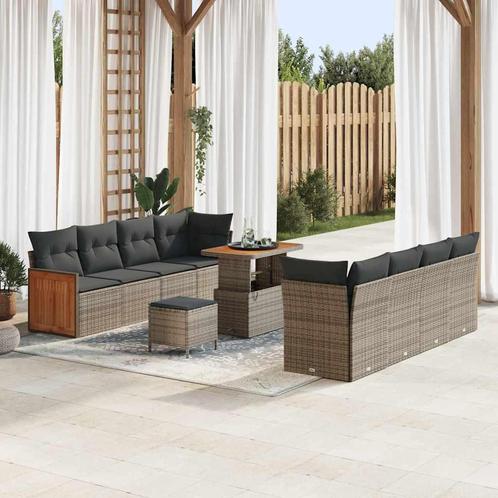 vidaXL Tuin Sofa Set met kussen 11 pcs Grijs 90 x 55 x 71 cm, Tuin en Terras, Tuinsets en Loungesets, Nieuw, Rotan, Verzenden