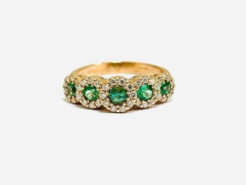 Ring - 18 karaat Roségoud - 2.05ct. tw. Smaragd - Diamant -, Sieraden, Tassen en Uiterlijk, Ringen