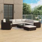 vidaXL 8-delige Loungeset met kussens poly rattan bruin, Nieuw, 8 zitplaatsen, Loungeset, Verzenden