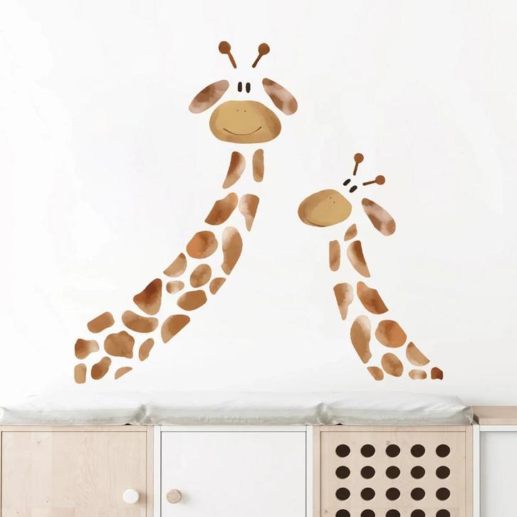 Muur- of deur stickerset 2 Giraffen, Kinderen en Baby's, Kinderkamer | Inrichting en Decoratie, Wanddecoratie, Nieuw, Verzenden
