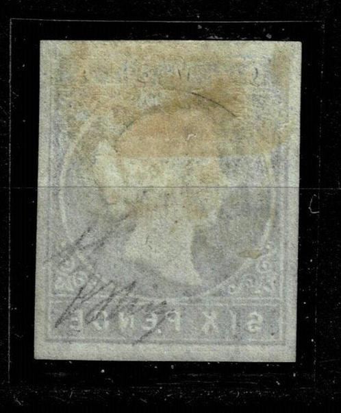 Gambia 1869 - 6 Pence blauw zonder Wmk ondertekend door, Postzegels en Munten, Postzegels | Europa | UK