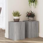 vidaXL Plantenstandaards 2 st 25x25x35 cm bewerkt hout grijs, Verzenden, Nieuw