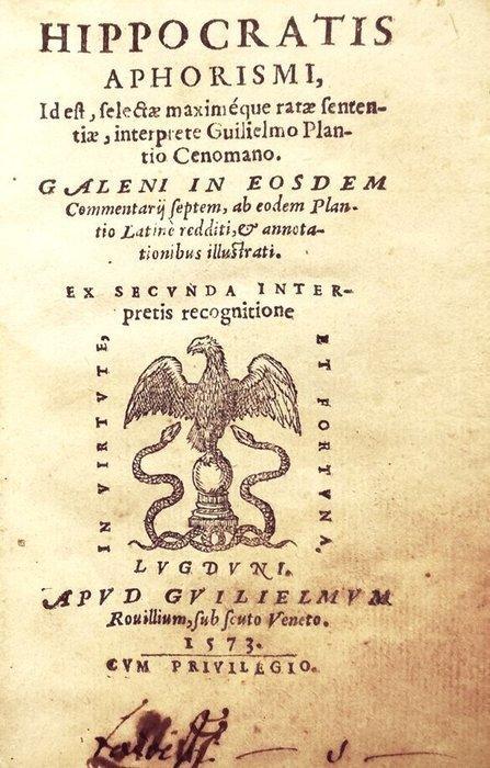 Ippocrate. - Hippocratis Aphorismi. - 1573, Antiek en Kunst, Antiek | Boeken en Bijbels