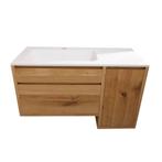 Eiken Badmeubel Factor | Mat Wit | 100x45 | 0 Kraangaten, Huis en Inrichting, Badkamer | Badkamermeubels, Verzenden, Nieuw, Minder dan 100 cm