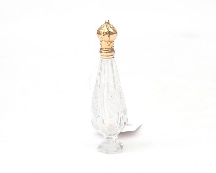 Een glazen flacon met 14 krt. geelgouden dop, 19e/20e eeuw, Antiek en Kunst, Antiek | Glas en Kristal