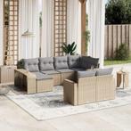 vidaXL 10-delige Loungeset met kussens poly rattan beige, Verzenden, Nieuw, Rotan, Loungeset
