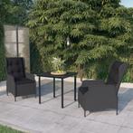 vidaXL 3-delige Tuinset donkergrijs, Tuin en Terras, 2 zitplaatsen, Nieuw, Tuinset, Verzenden