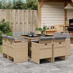 vidaXL 9-delige Tuinset met kussens poly rattan gemengd, Nieuw, 8 zitplaatsen, Tuinset, Verzenden