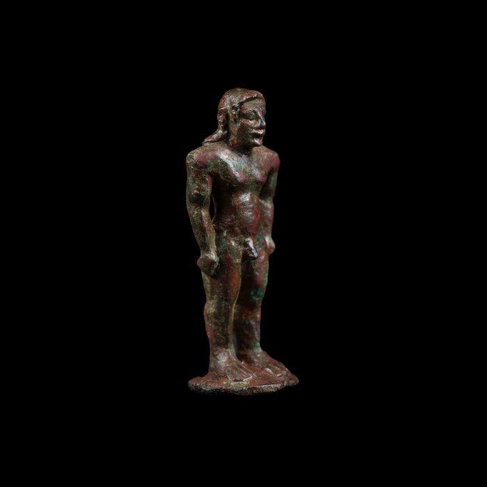 Etruscan Brons Kuros-beeldhouwwerk. 6e eeuw v.Chr. 7,4 cm, Verzamelen, Mineralen en Fossielen