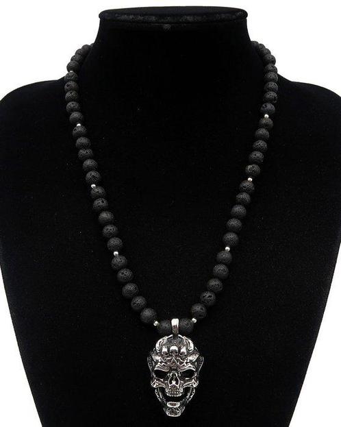 Lavasteen - Ketting - Memento Mori Schedel - Spirituele, Antiek en Kunst, Antiek | Boeken en Bijbels