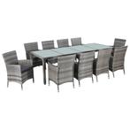 vidaXL 11-delige Tuinset met kussens poly rattan grijs, Meer dan 8 zitplaatsen, Nieuw, Tuinset, Verzenden