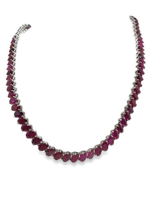 Halsketting - 14 karaat Witgoud - 41.71ct. tw. Robijn, Sieraden, Tassen en Uiterlijk, Kettingen