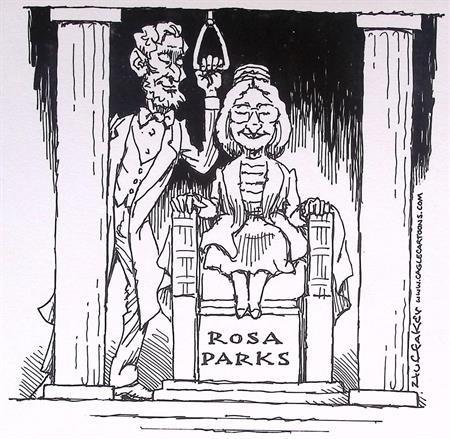 Pentekening Amerika - Rosa Parks Lincoln gedenkteken burg..., Antiek en Kunst, Kunst | Tekeningen en Foto's, Verzenden