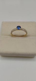 Ring - 18 karaat Geel goud - 0.93ct. tw. Saffier - Diamant, Sieraden, Tassen en Uiterlijk, Ringen, Nieuw