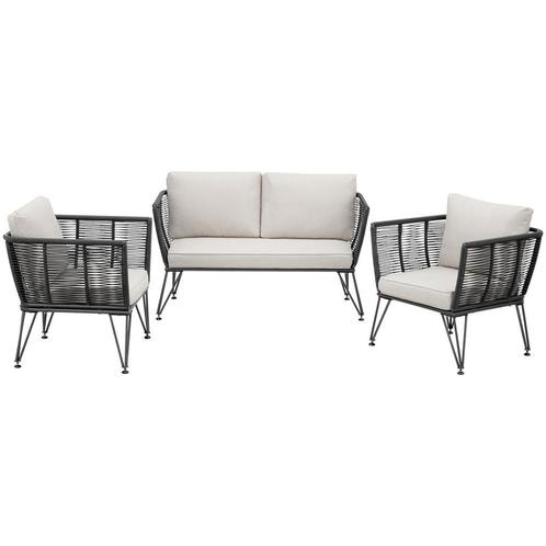 Tuin-loungeset Sundo in rope-design van wicker - antraciet, Tuin en Terras, Tuinsets en Loungesets, Verzenden