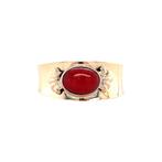 Gouden vintage ring met bloedkoraal 14 krt, Sieraden, Tassen en Uiterlijk, Ringen, Ophalen of Verzenden, Nieuw