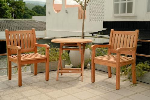 Teakea Teakhouten Tuinset Windsor – 2 Stoelen + Ronde, Tuin en Terras, Tuinsets en Loungesets, Nieuw, Verzenden