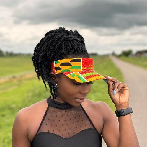 Zonneklep / Pet met Afrikaanse print - Groen / geel Kente, Kleding | Heren, Hoeden en Petten, Nieuw, Ophalen of Verzenden