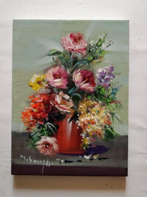 Mario Smeraglia (1950) - Composizione floreale, Antiek en Kunst, Kunst | Schilderijen | Klassiek