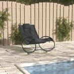 vidaXL Ligstoel met kussen staal en textileen zwart, Tuin en Terras, Ligbedden, Verzenden, Nieuw