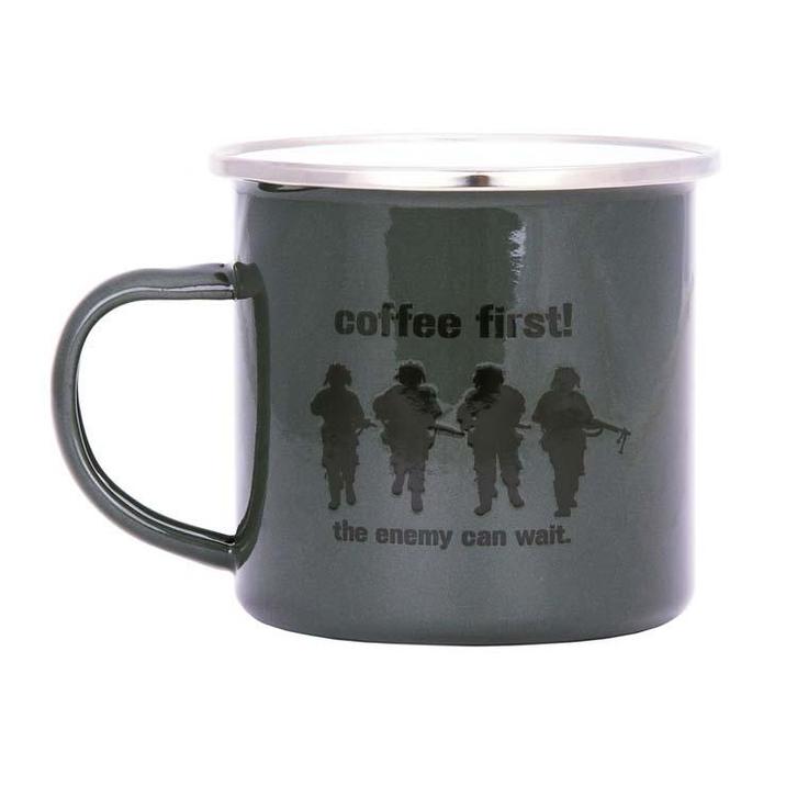 Emaille beker soldaten groen - Coffee First! NIEUW, Huis en Inrichting, Keuken | Servies, Nieuw, Ophalen of Verzenden