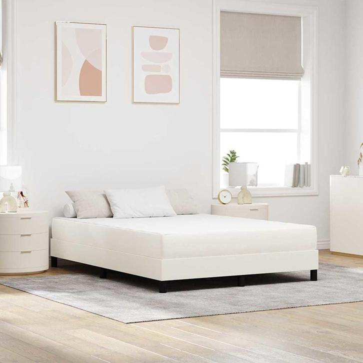 vidaXL Bedmatras met matras Crème 140 x 200 cm Stof, Huis en Inrichting, Slaapkamer | Bedden, Crème, Nieuw, Stof, Verzenden