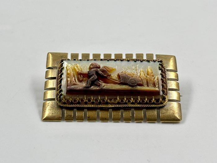 Zonder Minimumprijs - Broche Verguld, Parelmoer, Sieraden, Tassen en Uiterlijk, Antieke sieraden
