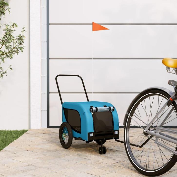 vidaXL Hondenfietstrailer oxford stof en ijzer blauw en, Dieren en Toebehoren, Overige Dieren-accessoires, Nieuw, Verzenden