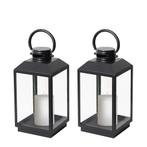 Set van 2 Newport Windlicht Zwart Small Tuinaccessoires, Verzenden, Nieuw, Modern