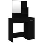 Kaptafel Zwart - Spiegel & Lade | Retourdeal | Check!, 100 tot 150 cm, Nieuw, Hout, 50 tot 100 cm