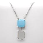Zilveren ketting met vaste hanger | 40- 45 cm, Gebruikt, Overige kleuren, Ophalen of Verzenden, Met edelsteen